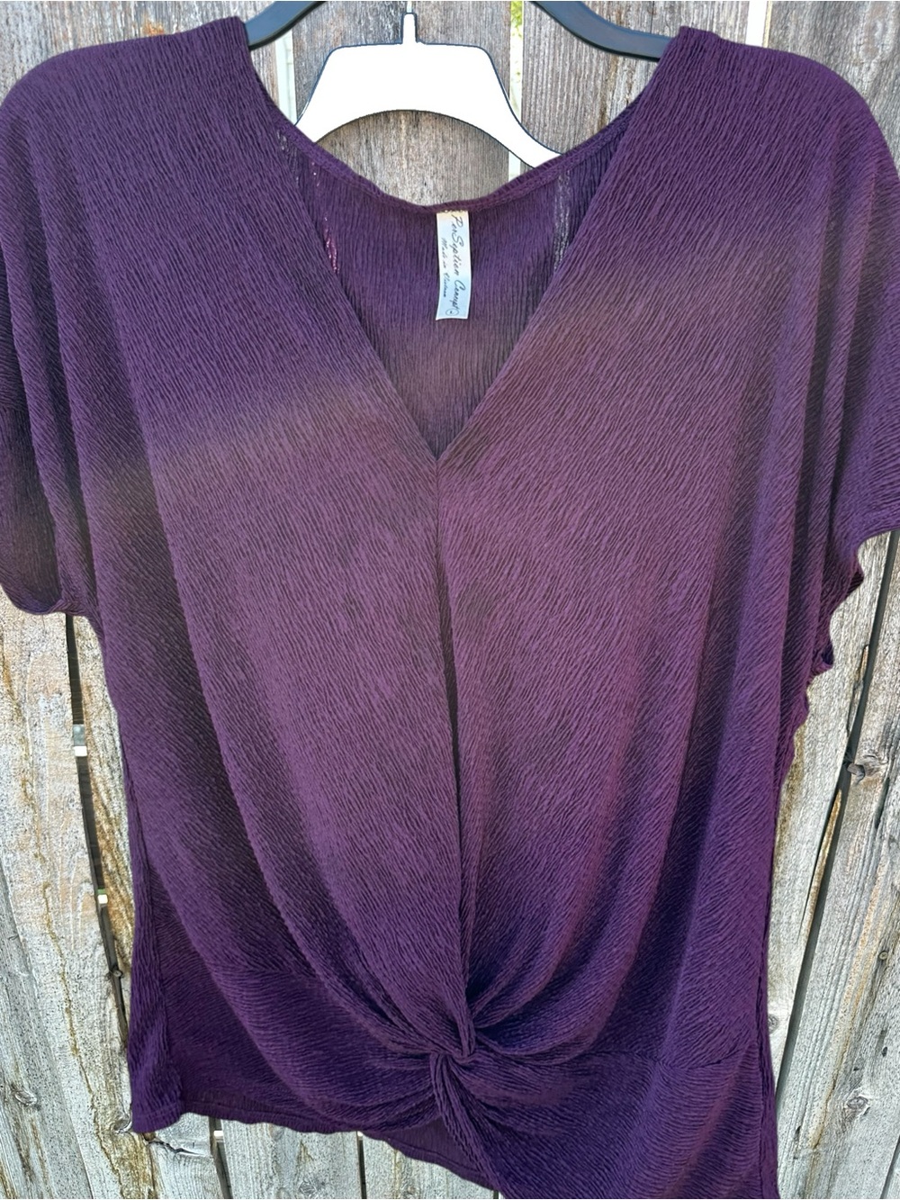 PerSeption Concept Deep Purple‎ Knot-Front V-Neck Blouse